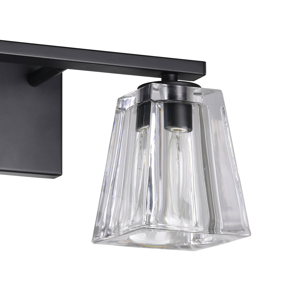 Valentin 15-inch 2-light Matte Black Vanity Light with Clear Pressed Glass Shades