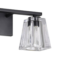 Valentin 15-inch 2-light Matte Black Vanity Light with Clear Pressed Glass Shades