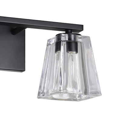 Valentin 15-inch 2-light Matte Black Vanity Light with Clear Pressed Glass Shades
