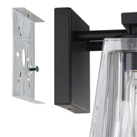 Valentin 15-inch 2-light Matte Black Vanity Light with Clear Pressed Glass Shades