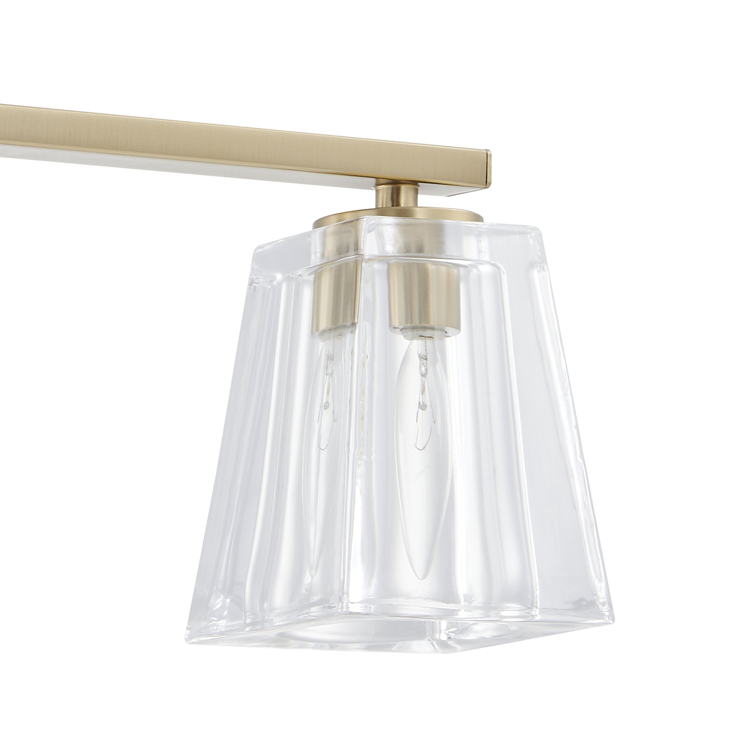Valentin 24-inch 3-light Champagne Gold Vanity Light with Clear Pressed Glass Shades