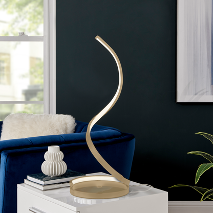 Modern Spiral Gold LED Table Lamp | Dimmable Touch