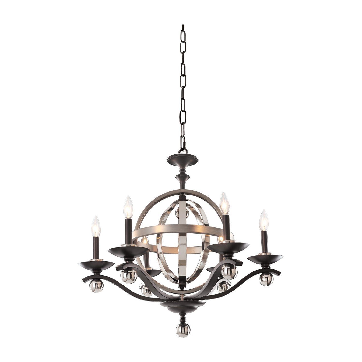 28'' Rothwell 6 Light Polished Satin Nickel Tiered Chandelier
