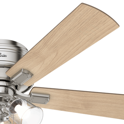 52 inch Crestfield Brushed Nickel Low Profile Ceiling Fan with LED Light Kit and Pull Chain