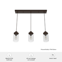 Devon Park 28.5-inch 3-light Onyx Bengal Linear Pendant Cluster with Clear Glass