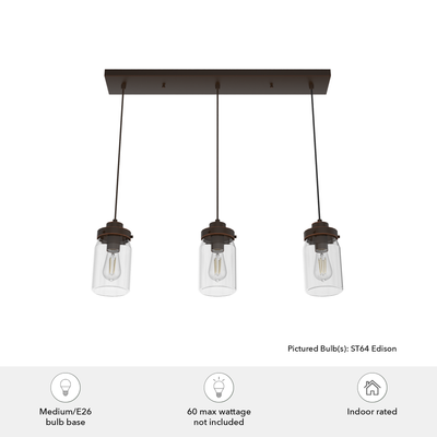 Devon Park 28.5-inch 3-light Onyx Bengal Linear Pendant Cluster with Clear Glass