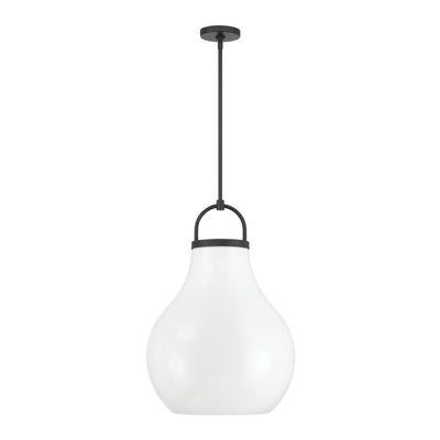 Mansfield 18-inch 1-light Matte Black Pendant Light with Opal Glass Shade