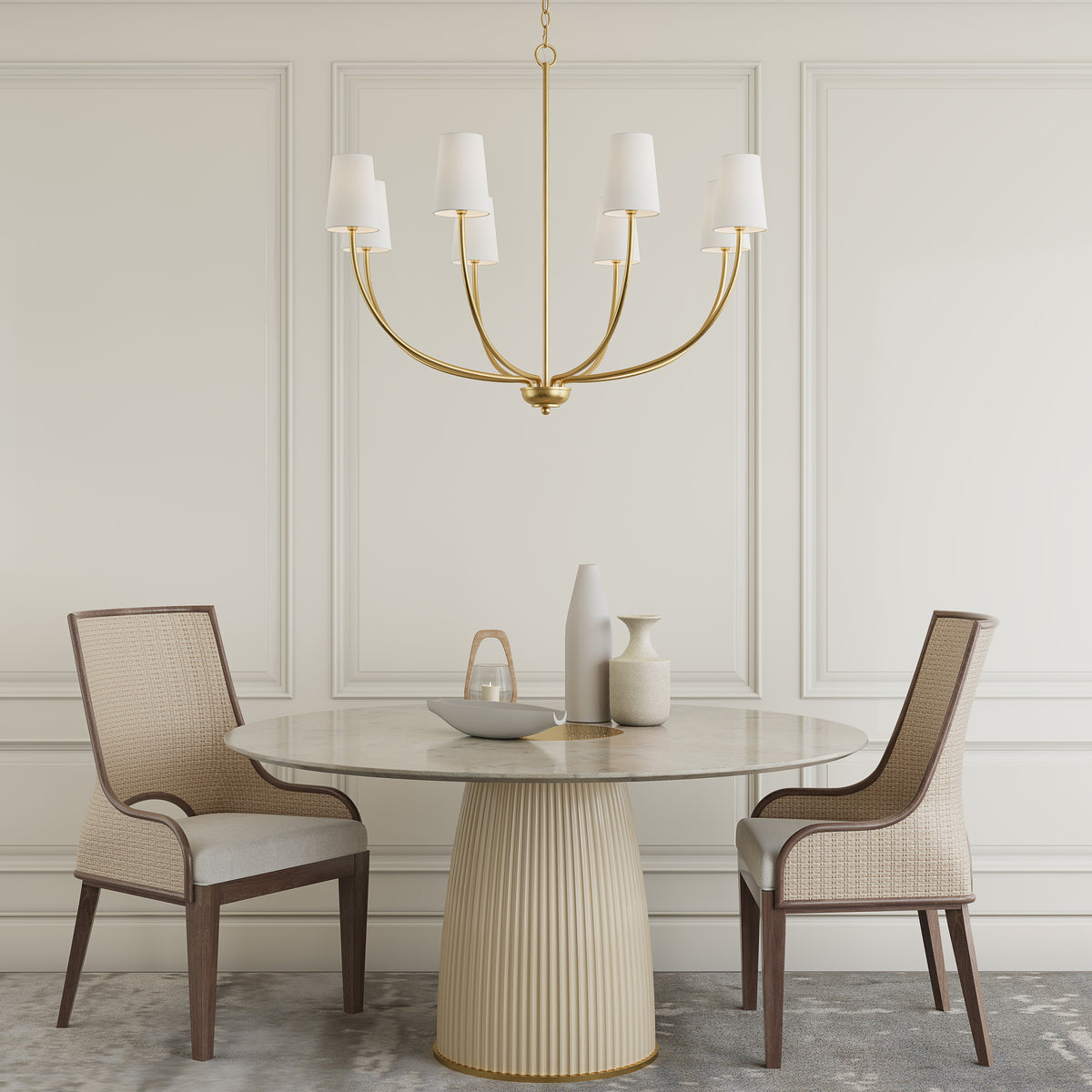 31'' Kandor Vintage Brass 8 Light Chandelier