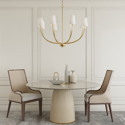 31'' Kandor Vintage Brass 8 Light Chandelier