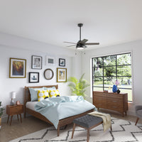44 inch Burroughs Matte Black Ceiling Fan with LED Light Kit and Pull Chain