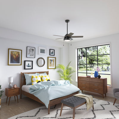 44 inch Burroughs Matte Black Ceiling Fan with LED Light Kit and Pull Chain