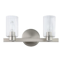 Bedminster 14-inch 2-light Brushed Nickel Vanity Light with Clear Ribbed Glass Shades