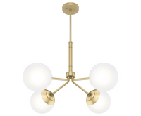 Hepburn 30-inch 4-light Modern Brass Chandelier with Cased White Glass