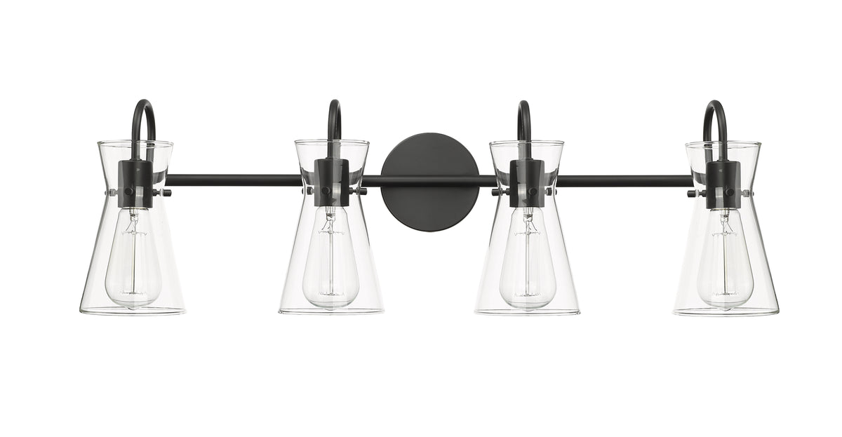 30.7'' Camellia Matte Black 4 Light Bath Vanity