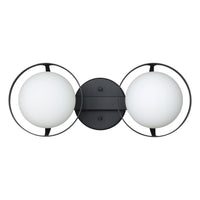 Parker 16-inch 2-light Matte Black Vanity Light with Etched Opal Glass Shades