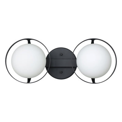 Parker 16-inch 2-light Matte Black Vanity Light with Etched Opal Glass Shades