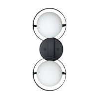 Parker 16-inch 2-light Matte Black Vanity Light with Etched Opal Glass Shades