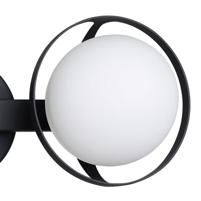 Parker 16-inch 2-light Matte Black Vanity Light with Etched Opal Glass Shades
