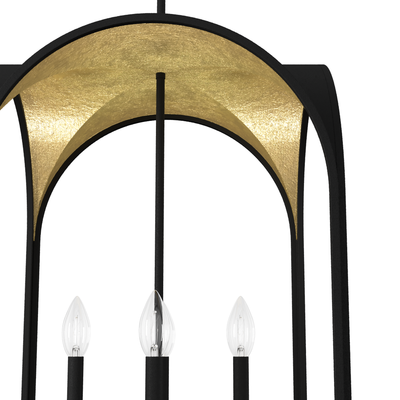 Dukestown 18-inch 4-light Natural Black Iron and Gold Leaf Lantern Pendant