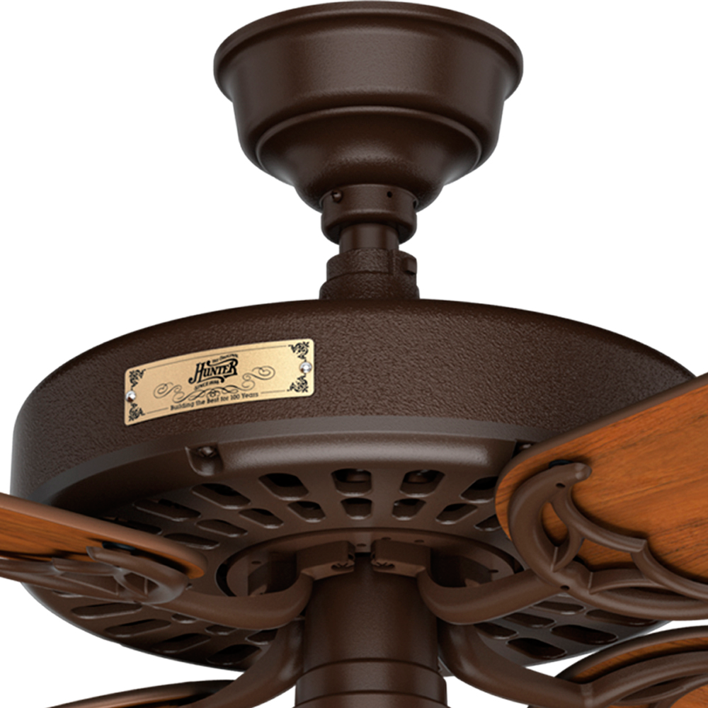 52 inch Original Chestnut Brown Damp Rated Ceiling Fan and Pull Chain