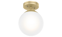 Hepburn 8-inch 1-light Modern Brass Semi-Flush Mount with Cased White Glass