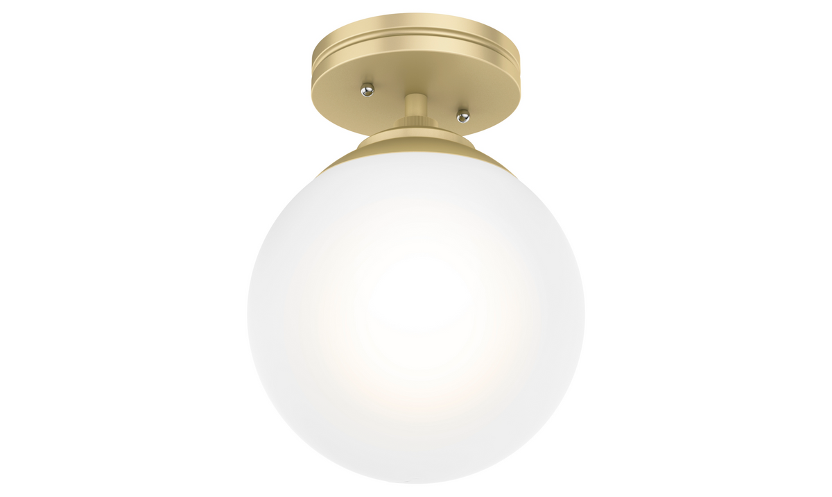 Hepburn 8-inch 1-light Modern Brass Semi-Flush Mount with Cased White Glass