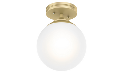Hepburn 8-inch 1-light Modern Brass Semi-Flush Mount with Cased White Glass
