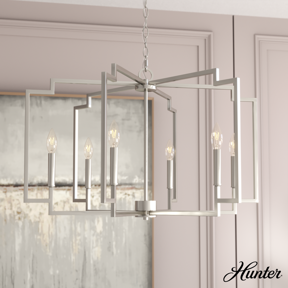 Astwood 26-inch 6-light Polished Nickel Drum Chandelier with Clear Glass