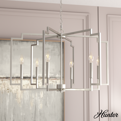 Astwood 26-inch 6-light Polished Nickel Drum Chandelier with Clear Glass