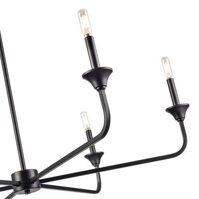 28'' Herring Matte Black 6 Light Chandelier