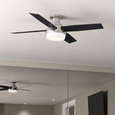 52 inch Dempsey Brushed Nickel Low Profile Ceiling Fan with LED Light Kit and Handheld Remote