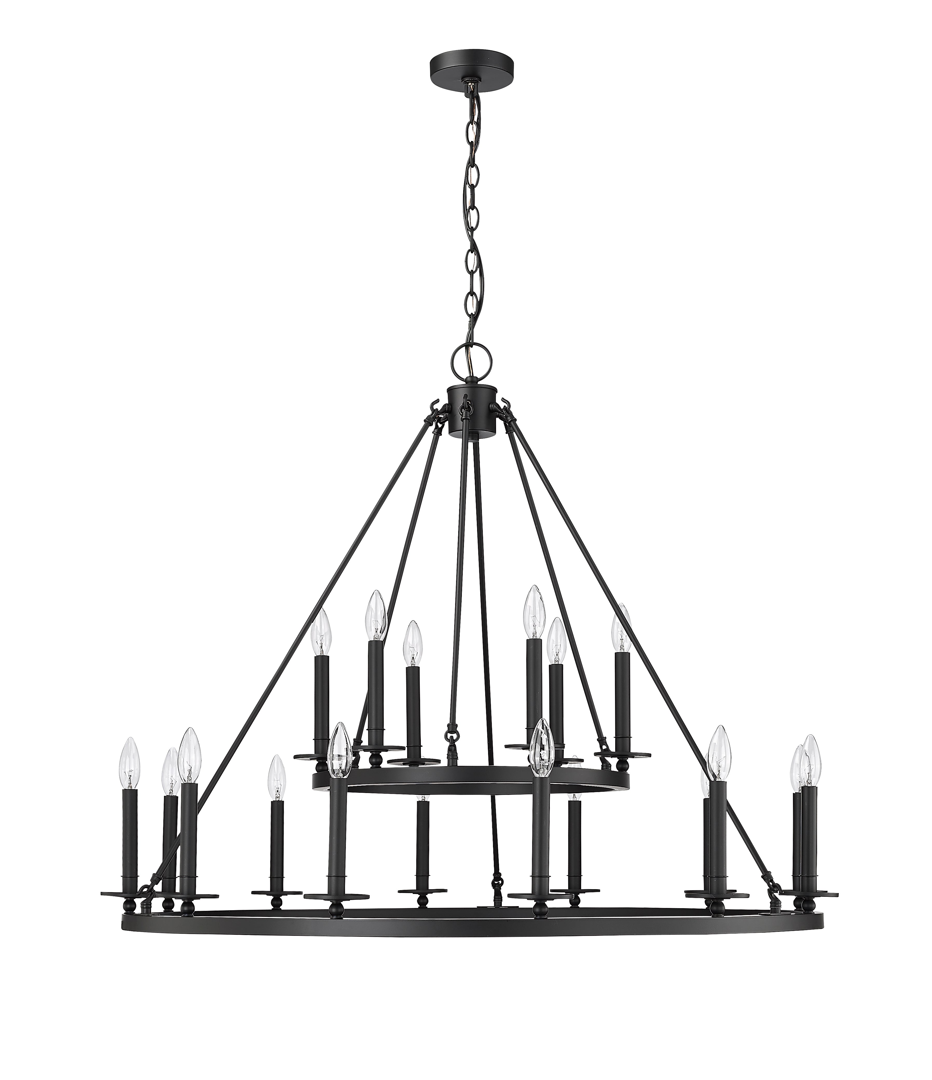 42-inch Florence Matte Black 18-Light Chandelier