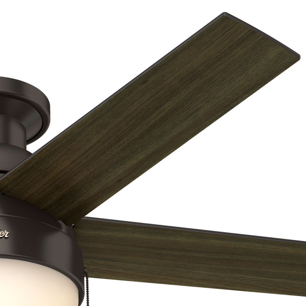 46 inch Anslee Premier Bronze Low Profile Ceiling Fan with LED Light Kit and Pull Chain