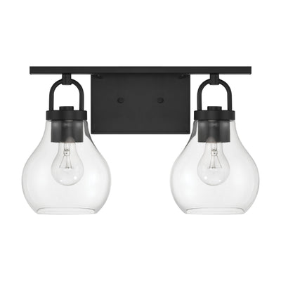 Mansfield 16-inch 2-light Matte Black Vanity Light with Clear Glass Shades