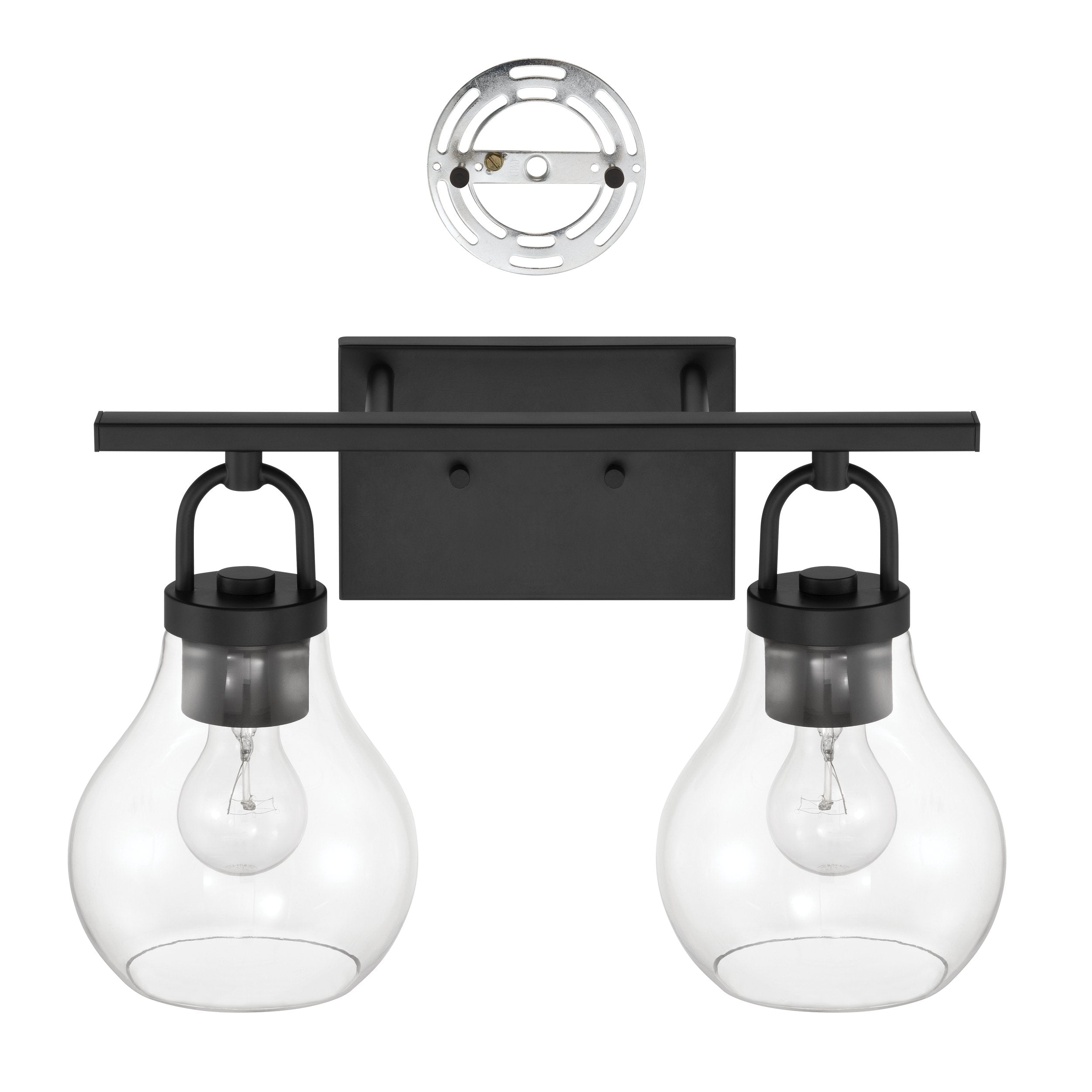 Mansfield 16-inch 2-light Matte Black Vanity Light with Clear Glass Shades