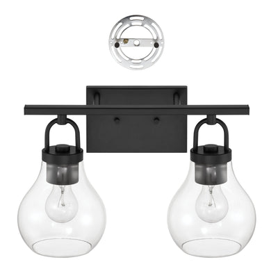 Mansfield 16-inch 2-light Matte Black Vanity Light with Clear Glass Shades