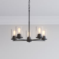 24-inch Verlana Matte Black 5-Light Clear Glass Chandelier