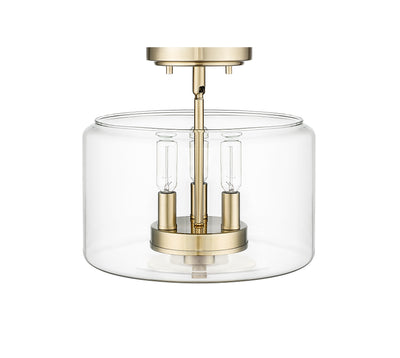 10.6'' Asheville Modern GoldClear 3 Light Semi-Flush Mount