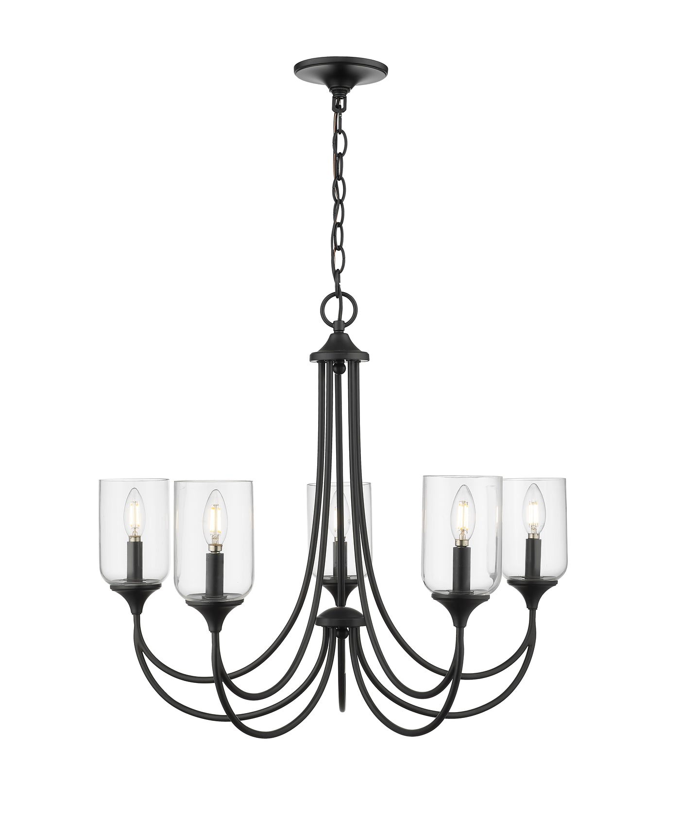 23'' Waddingham Matte Black 5 Light Chandelier