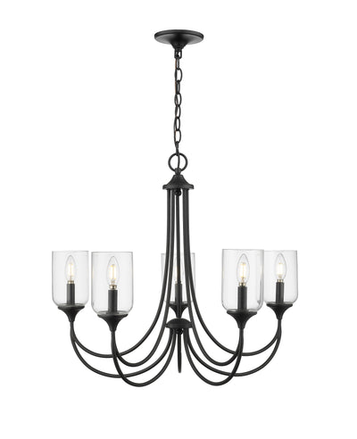23'' Waddingham Matte Black 5 Light Chandelier