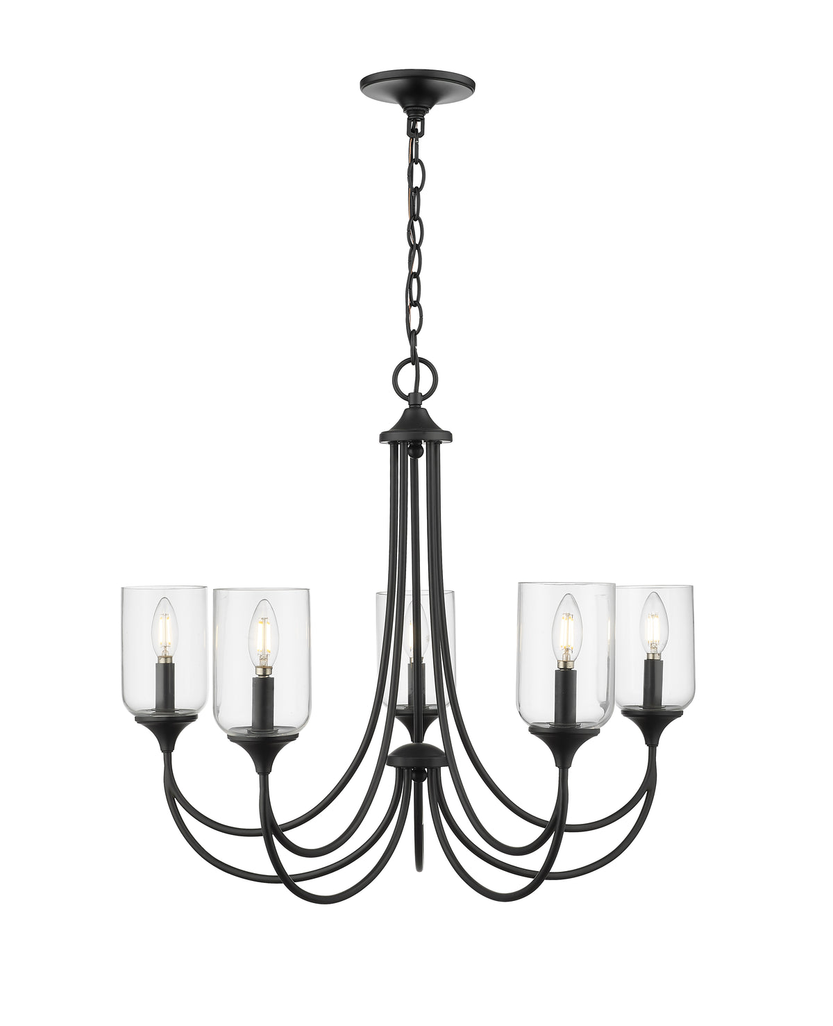 23'' Waddingham Matte Black 5 Light Chandelier