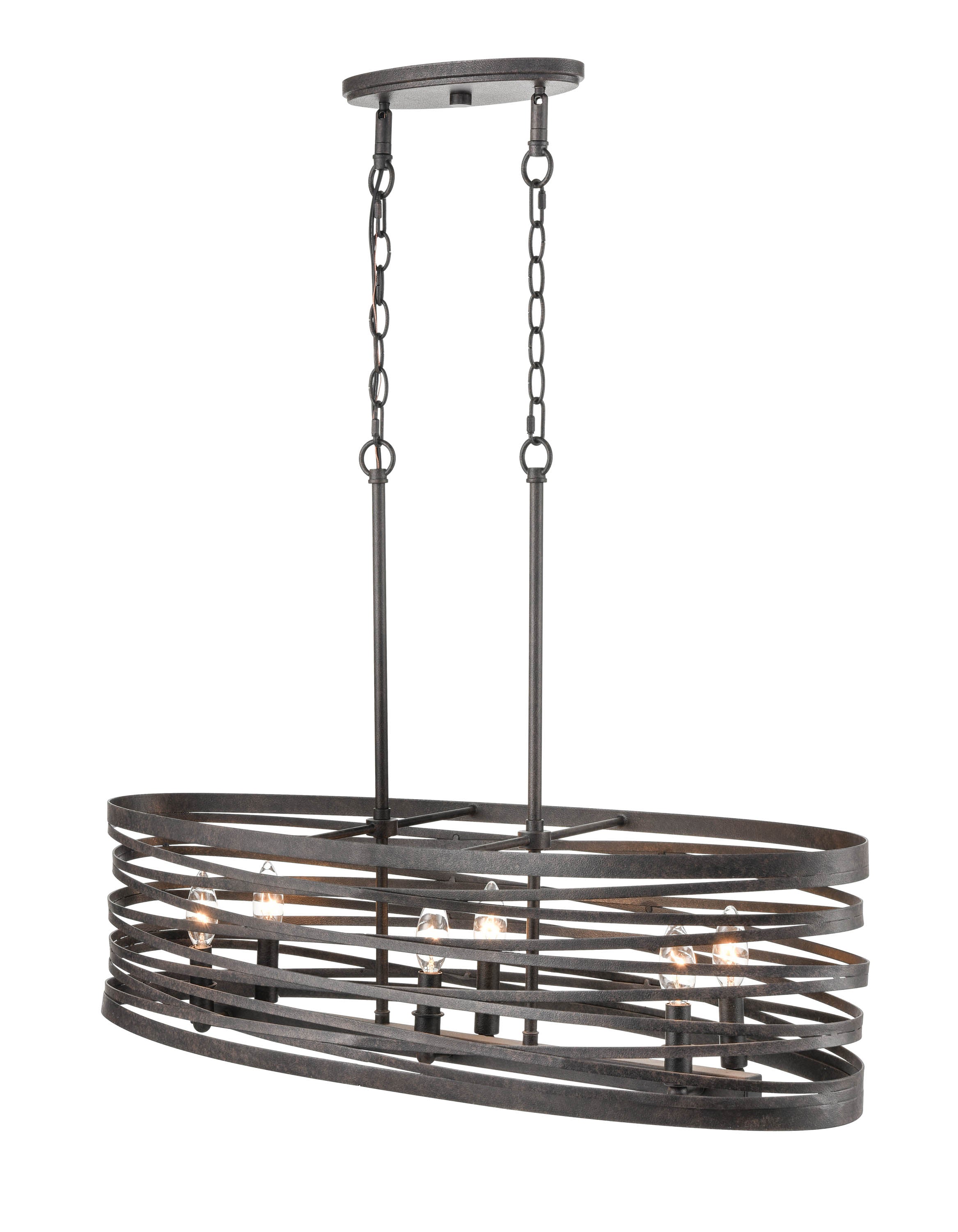 45-inch Weathered Iron 6-Light Linear Chandelier