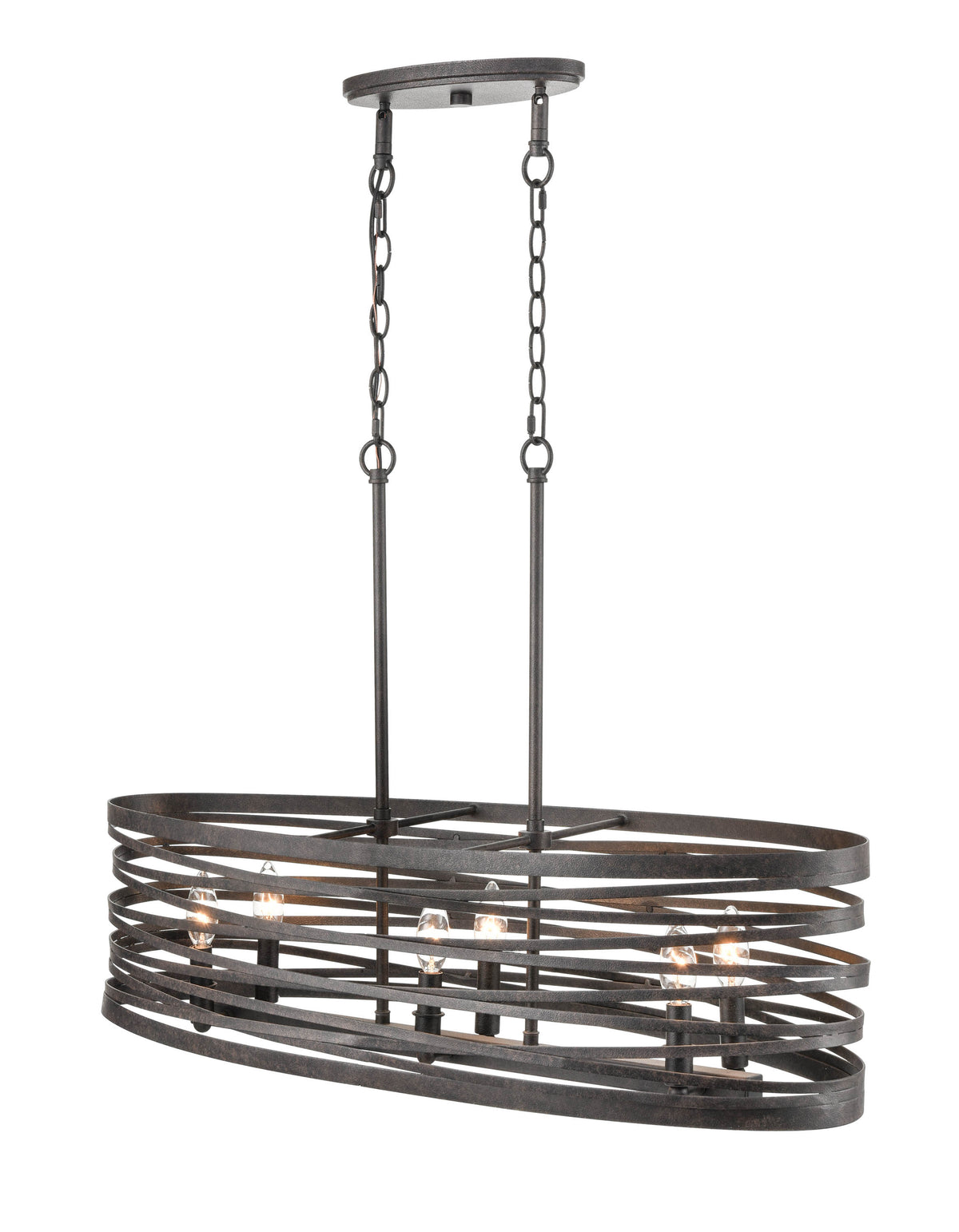 45-inch Weathered Iron 6-Light Linear Chandelier