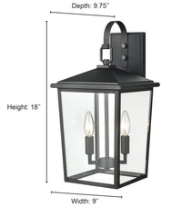 9'' Fetterton Powder Coated Black 2 Light Wall Sconce