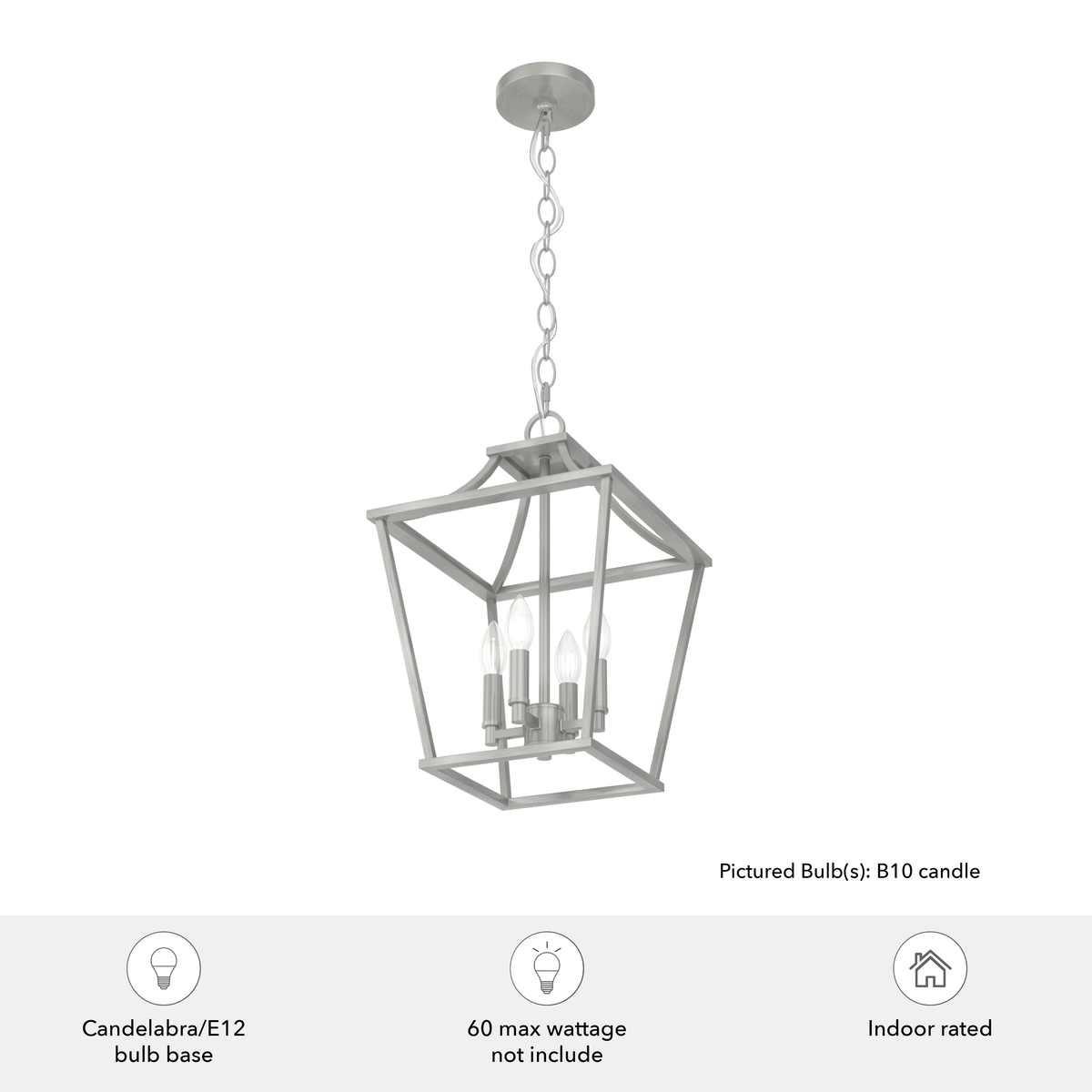Laurel Ridge 12-inch 4-light Brushed Nickel Lantern Pendant