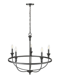 28'' Emery Matte Black 5 Light Chandelier