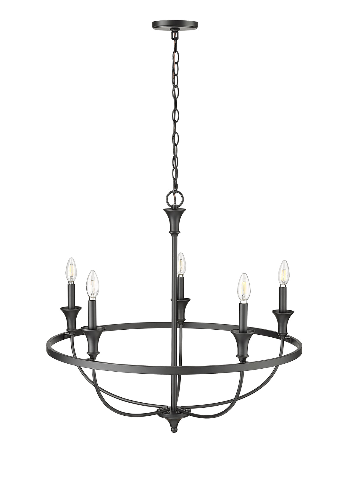 28'' Emery Matte Black 5 Light Chandelier