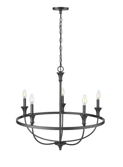 28'' Emery Matte Black 5 Light Chandelier