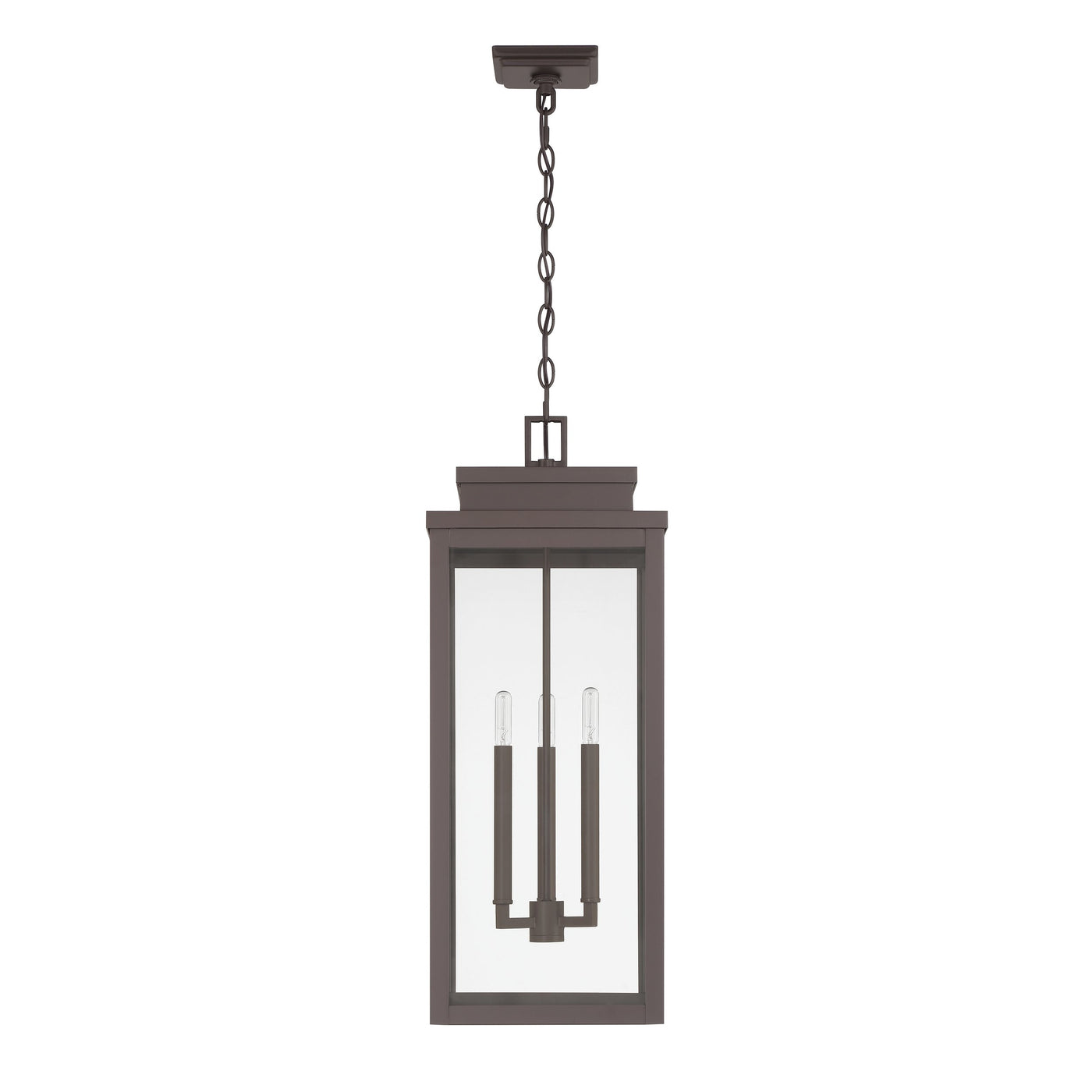 Hillside 11-inch 3-light Dark Bronze Exterior Pendant Light with Clear Glass