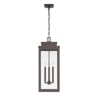 Hillside 11-inch 3-light Dark Bronze Exterior Pendant Light with Clear Glass